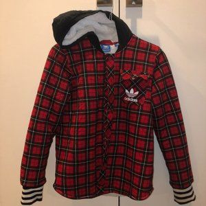 Adidas Sherpa Plaid Hoodie